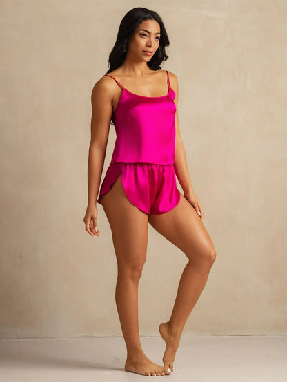 100% Mulberry Silk Side Slit Flowy Cami Set