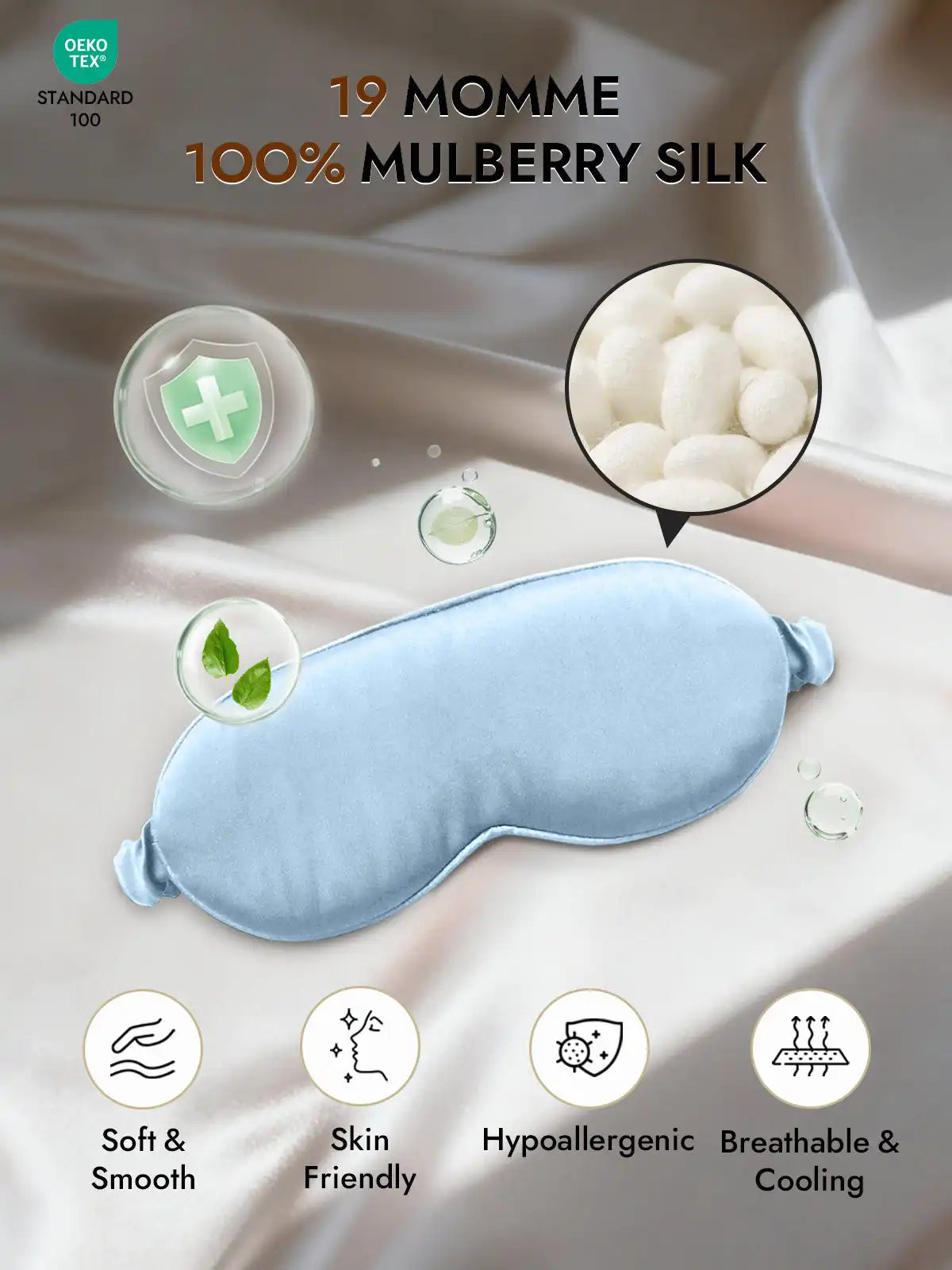 Clearance - 100% Mulberry Silk Eye Mask With Elastic Band