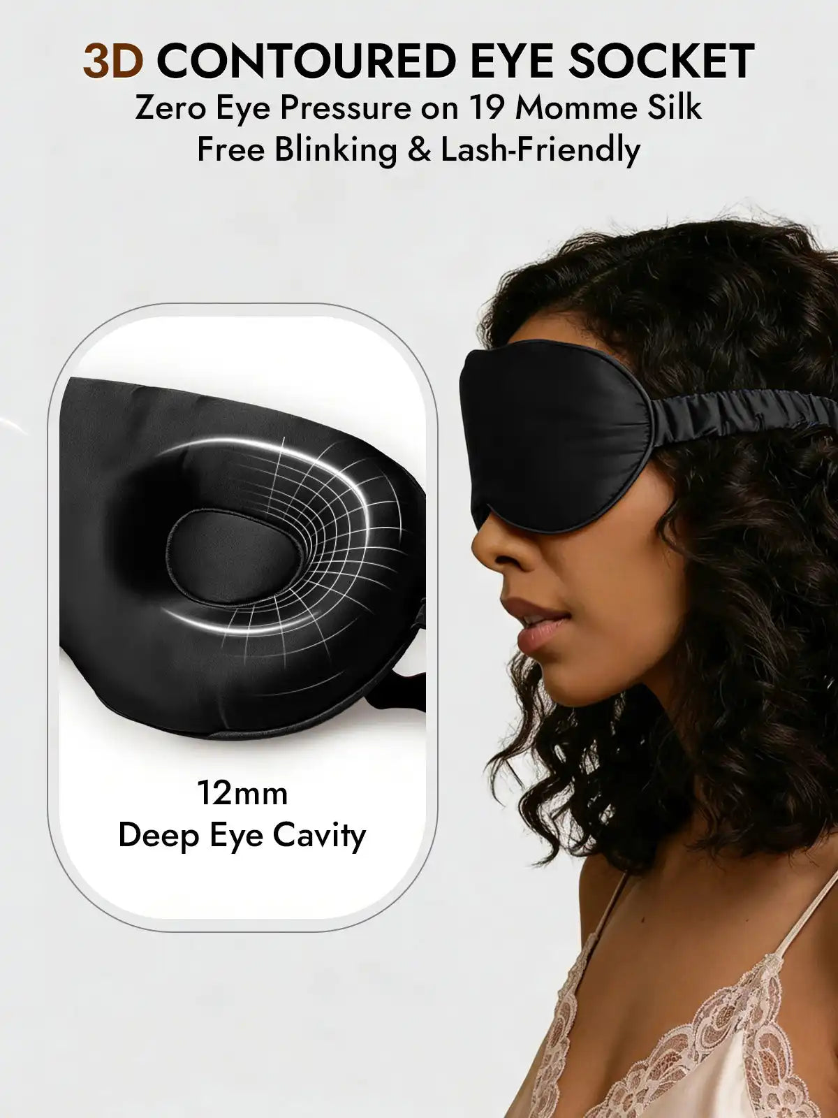 Clearance - 100% Mulberry Silk Eye Mask With Elastic Band