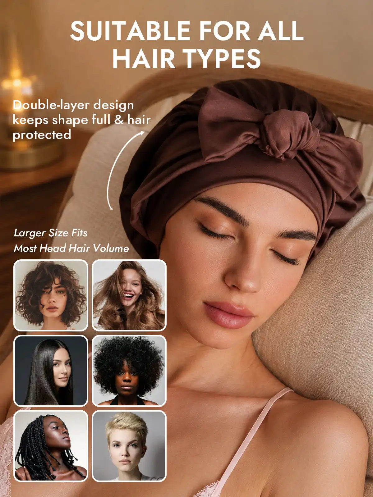 100% Mulberry Silk Double-Layer Bonnet with Adjustable Long Tie