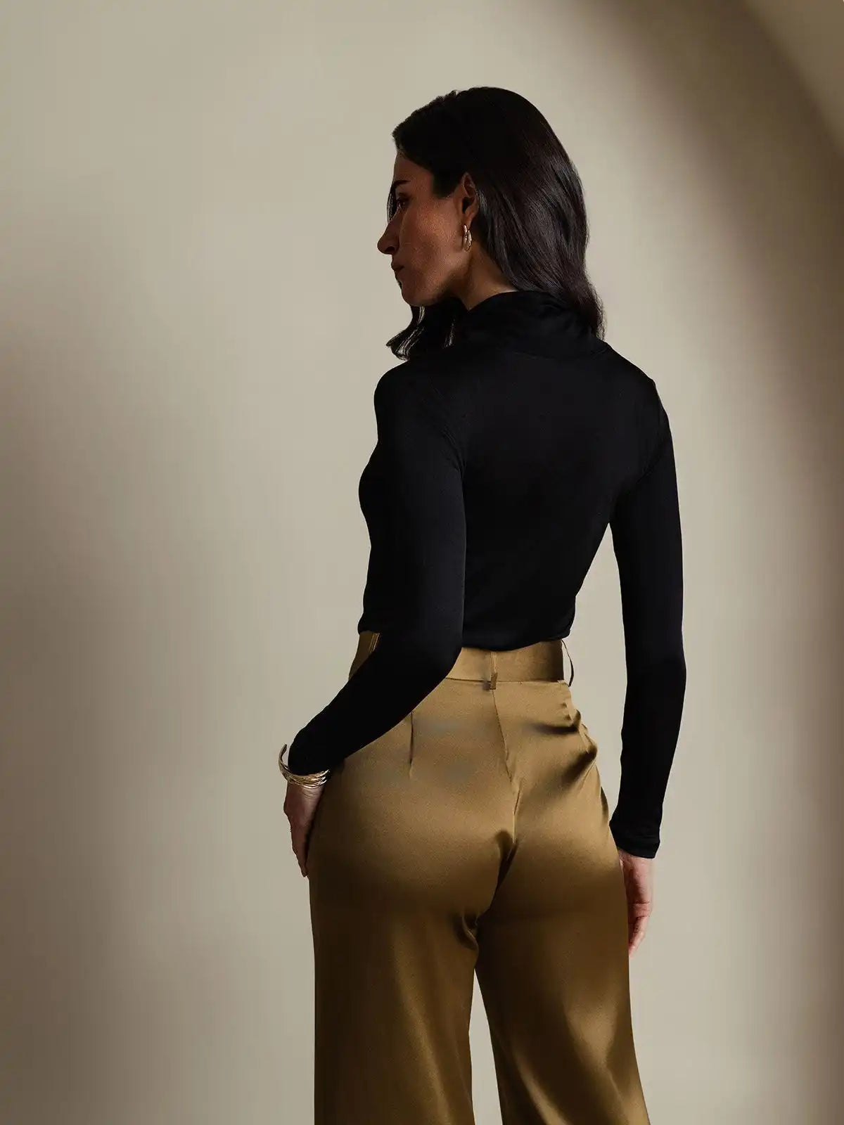 Silk Long Sleeve High Neck Women's Top