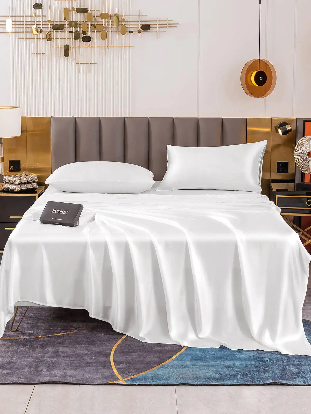 19Momme 4Pcs 100% Mulberry Silk Bedding Set Fitted&Flat Sheets+2x Pillowcases