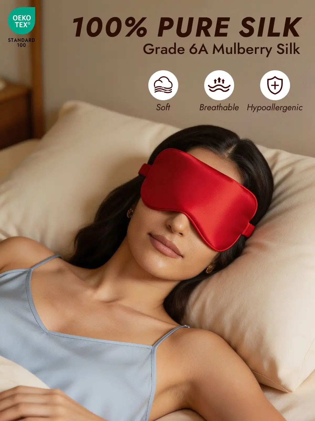 100% Mulberry Silk Eye Mask And Envelope Pouch Set 2Pcs