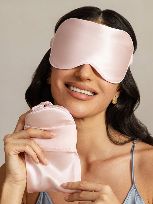 100% Mulberry Silk Eye Mask And Envelope Pouch Set 2Pcs