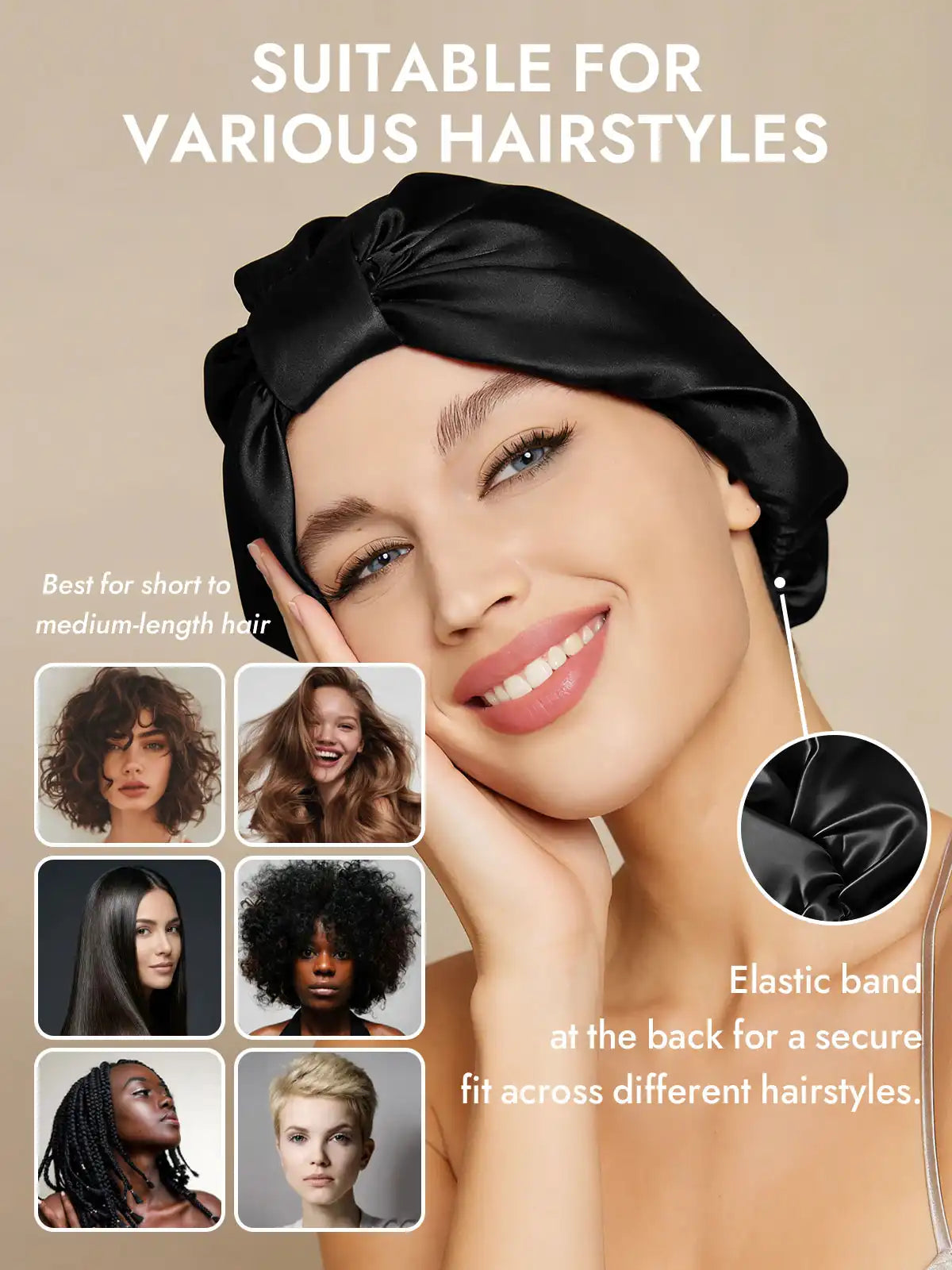 100% Mulberry Silk Night Turban Bonnet