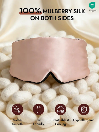 100% Mulberry Silk 3D Contoured Eye Mask With Velcro Closure