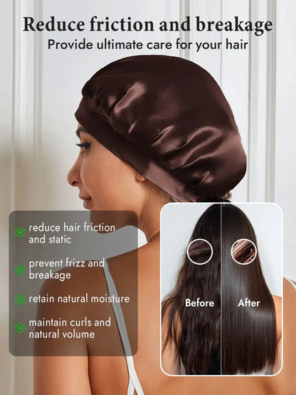 100% Mulberry Silk Sleep Bonnet with Ribbons