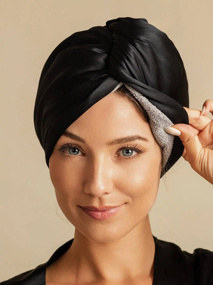 100% Mulberry Silk Double-Sided Hair Towel Wrap – Quick Dry, Frizz Free & Gentle on Hair