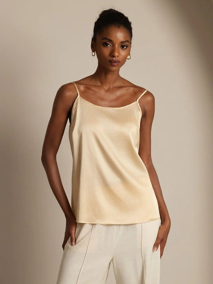 19Momme Silk Spaghetti Strap Round Neck Camisoles