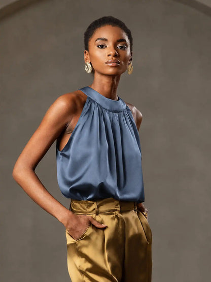 19Momme Silk Sleeveless Halter Neck Women's Top