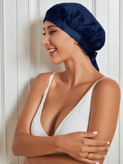 100% Mulberry Silk Sleep Bonnet with Ribbons