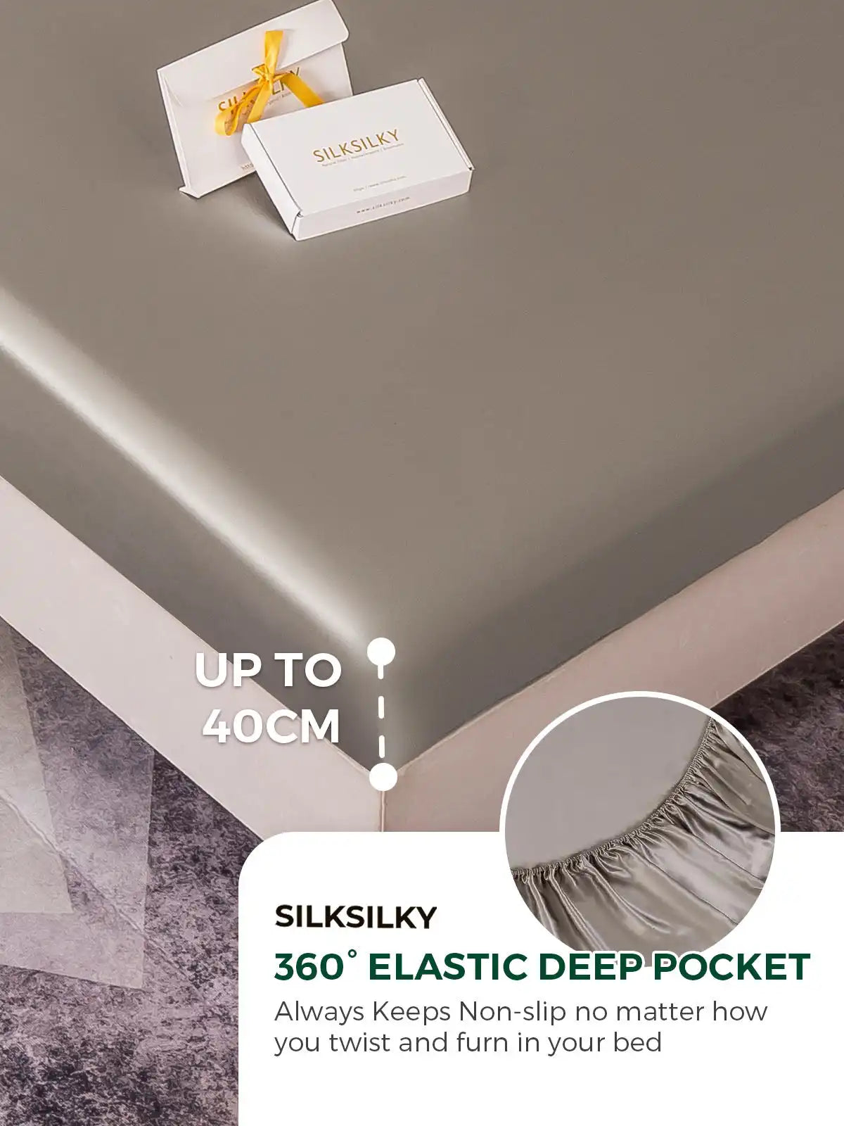 25Momme Silk 4Pcs Set Fitted&Flat Sheets+2x Pillowcases