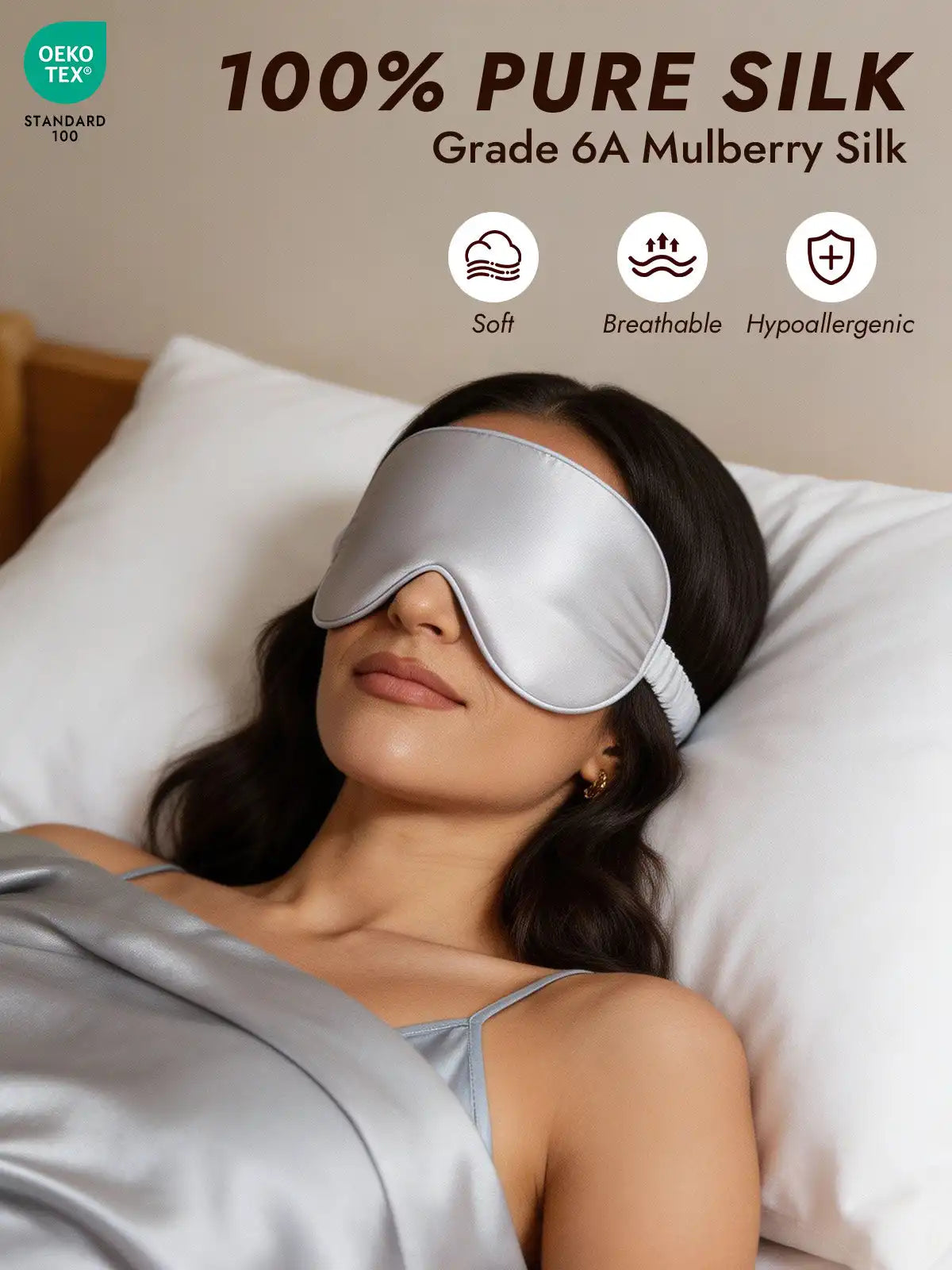 100% Mulberry Silk Eye Mask And Envelope Pouch Set 2Pcs