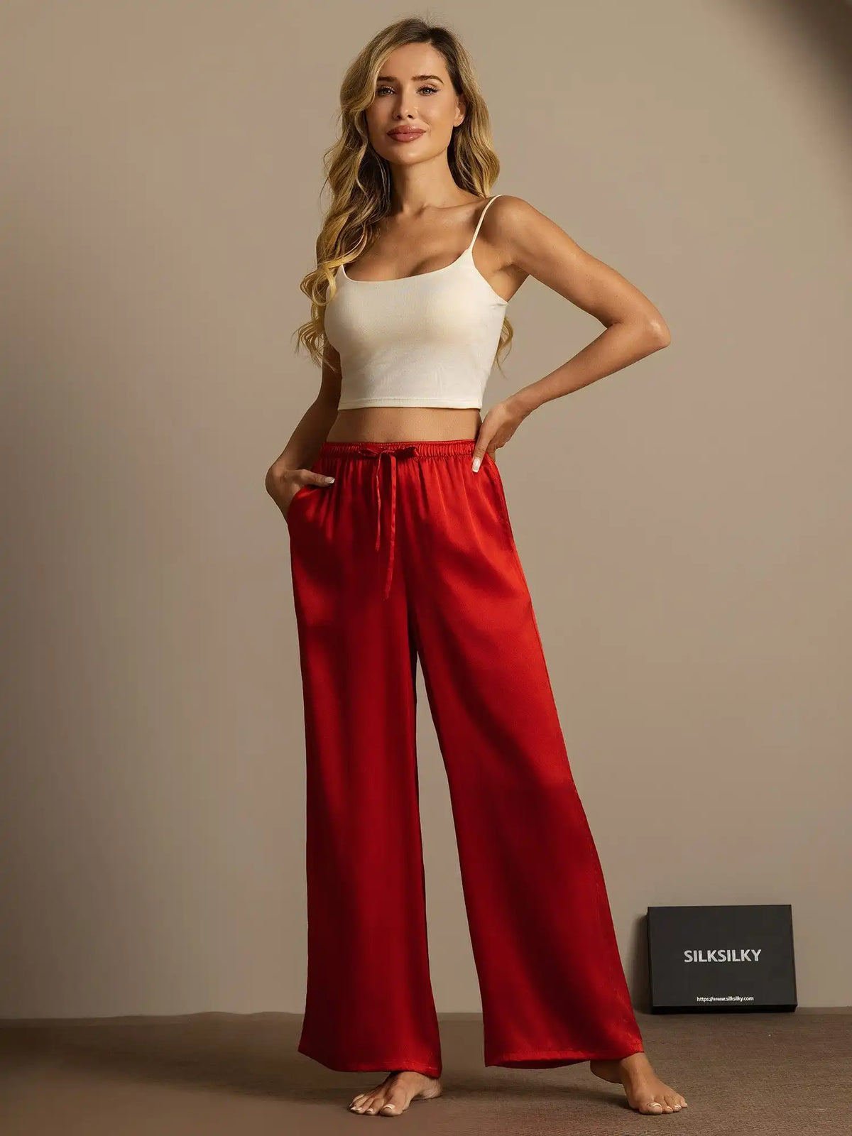 100% Mulberry Silk Wide Leg Women's Pants