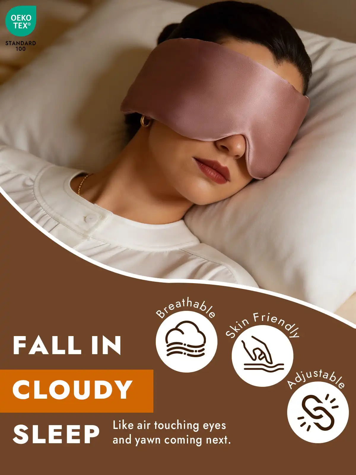 100% Mulberry Silk Double-Sided Eye Mask With Silent Velcro Closure