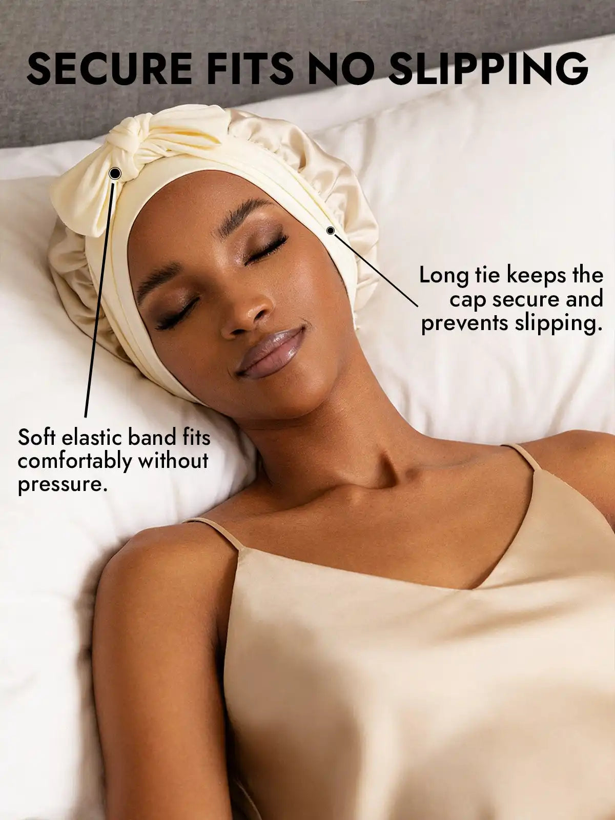 100% Mulberry Silk Double-Layer Bonnet with Adjustable Long Tie