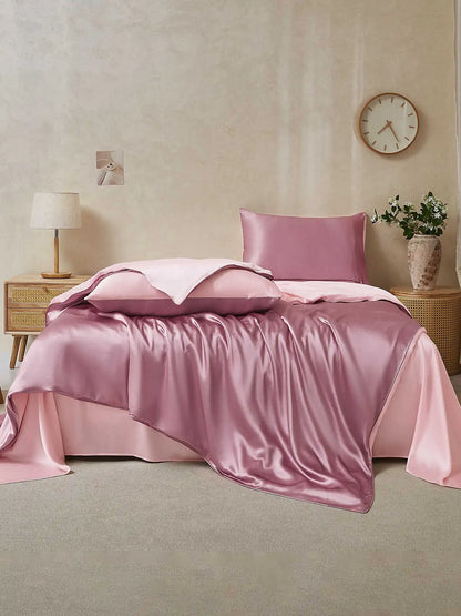 19Momme 4Pcs Silk Set Duvet Cover+Flat Sheet+2x Pillowcases