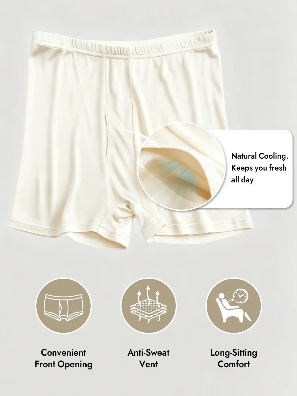 100% Mulberry Silk Mens Underwear with Front Opening