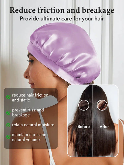 100% Mulberry Silk Sleep Bonnet with Ribbons