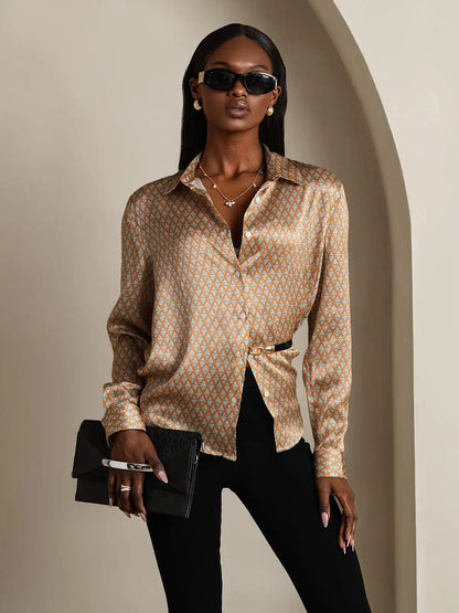 Women’s 19 Momme Silk Long Sleeves Button-Up Shirt