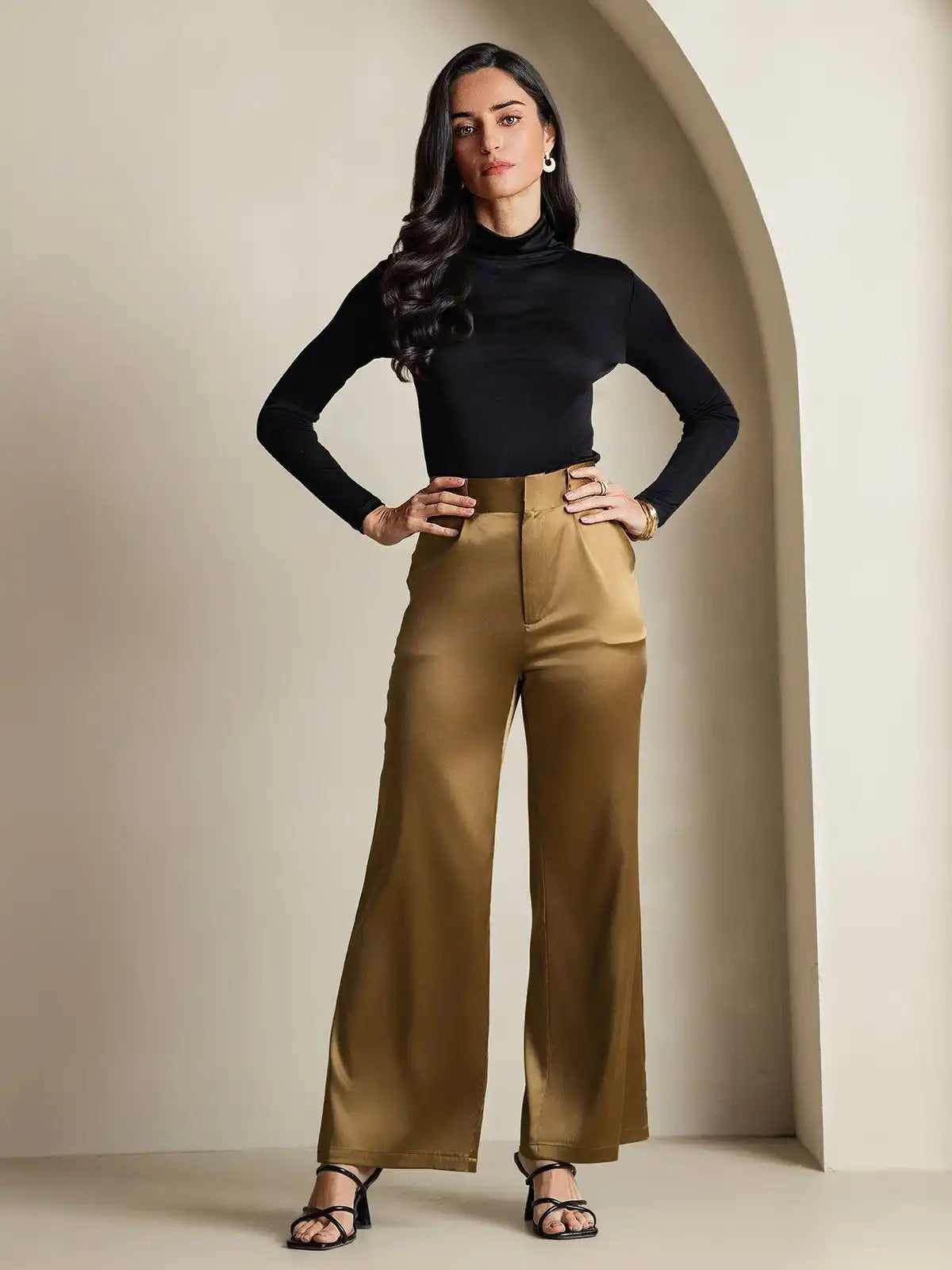 Silk Long Sleeve High Neck Women's Top
