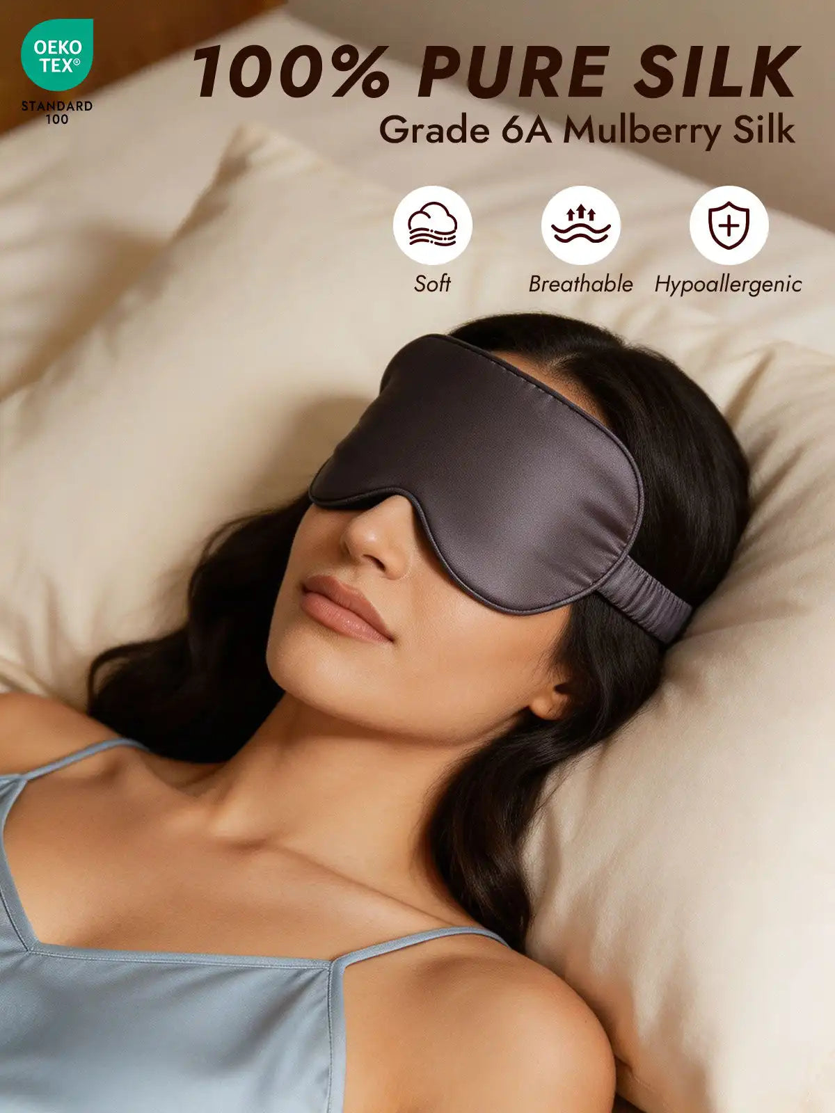 100% Mulberry Silk Eye Mask And Envelope Pouch Set 2Pcs