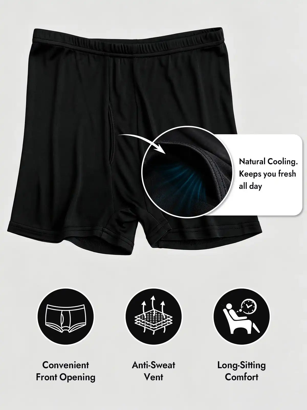 100% Mulberry Silk Mens Underwear with Front Opening