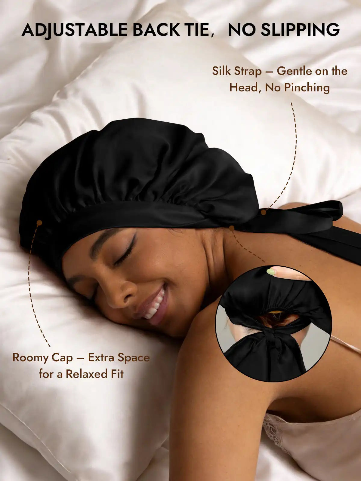 100% Mulberry Silk Elegant Bonnet with Long Ribbons