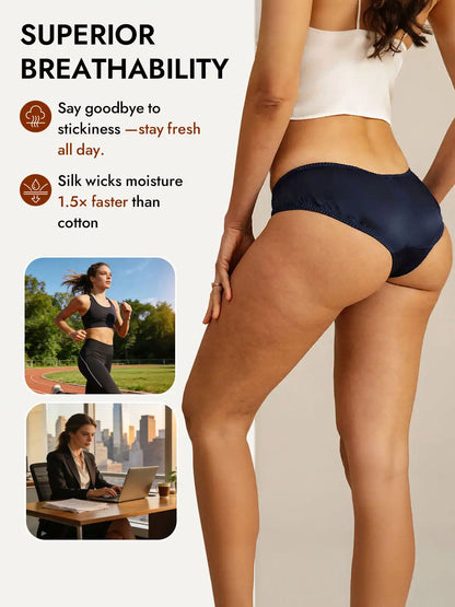 100% Mulberry Silk Briefs Comfy Breathable Panty