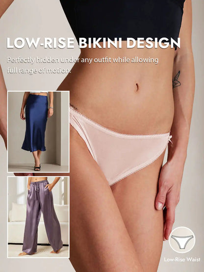 100% Mulberry Silk Bikini Panty with Bow Detail