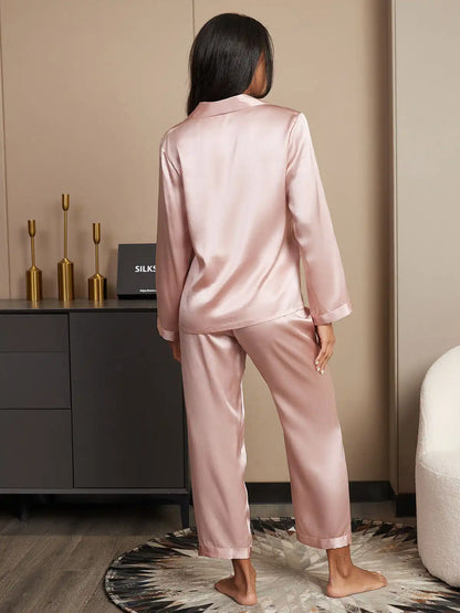 100% Mulberry Silk Women's Long Sleeve Pajamas Set