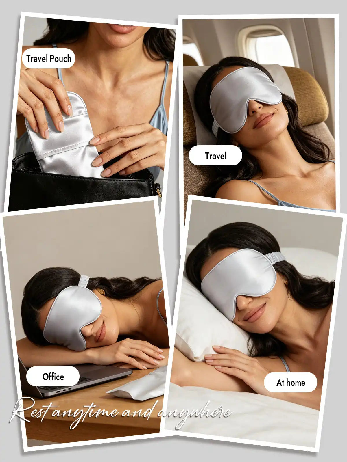 100% Mulberry Silk Eye Mask And Envelope Pouch Set 2Pcs