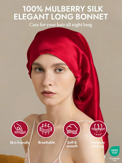100% Mulberry Silk Elegant Bonnet for Long Hair