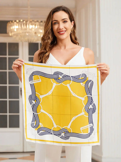 100% Mulberry Silk Printed Designer Square Scarf 53x53cm/21