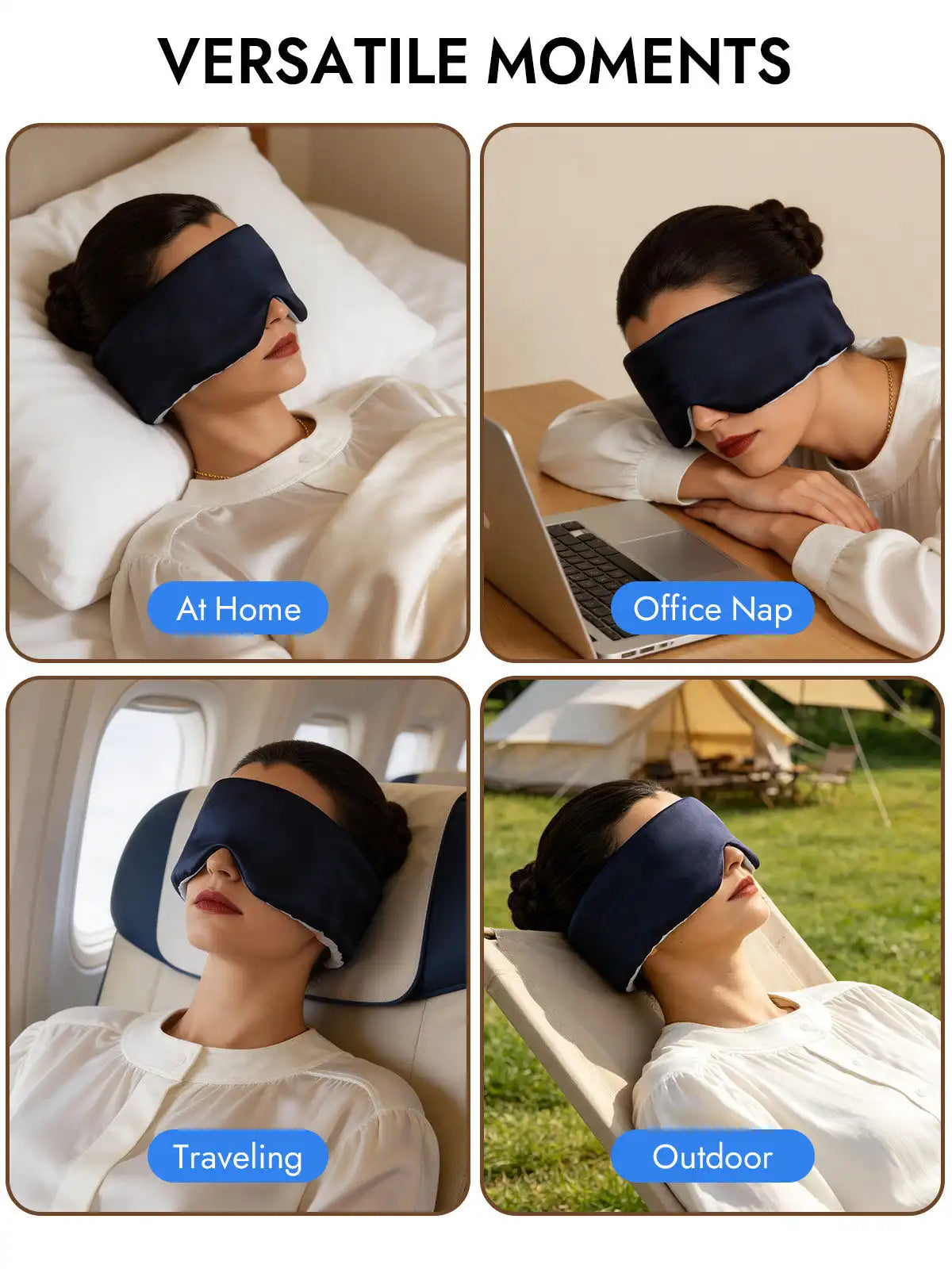 100% Mulberry Silk Double-Sided Eye Mask With Silent Velcro Closure