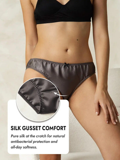 100% Mulberry Silk Classic Bikini Panty with Bow