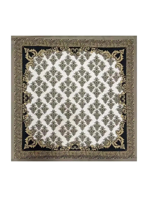 100% Mulberry Silk Vintage-Inspired Pattern  Square Scarf - Size 90x90cm