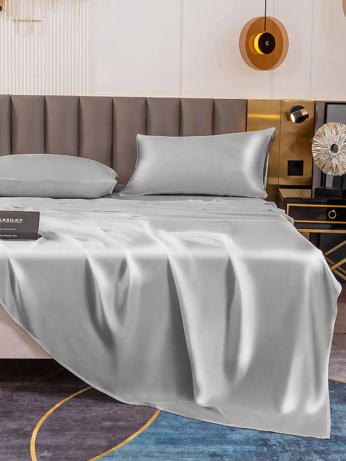 19Momme 4Pcs 100% Mulberry Silk Bedding Set Fitted&Flat Sheets+2x Pillowcases