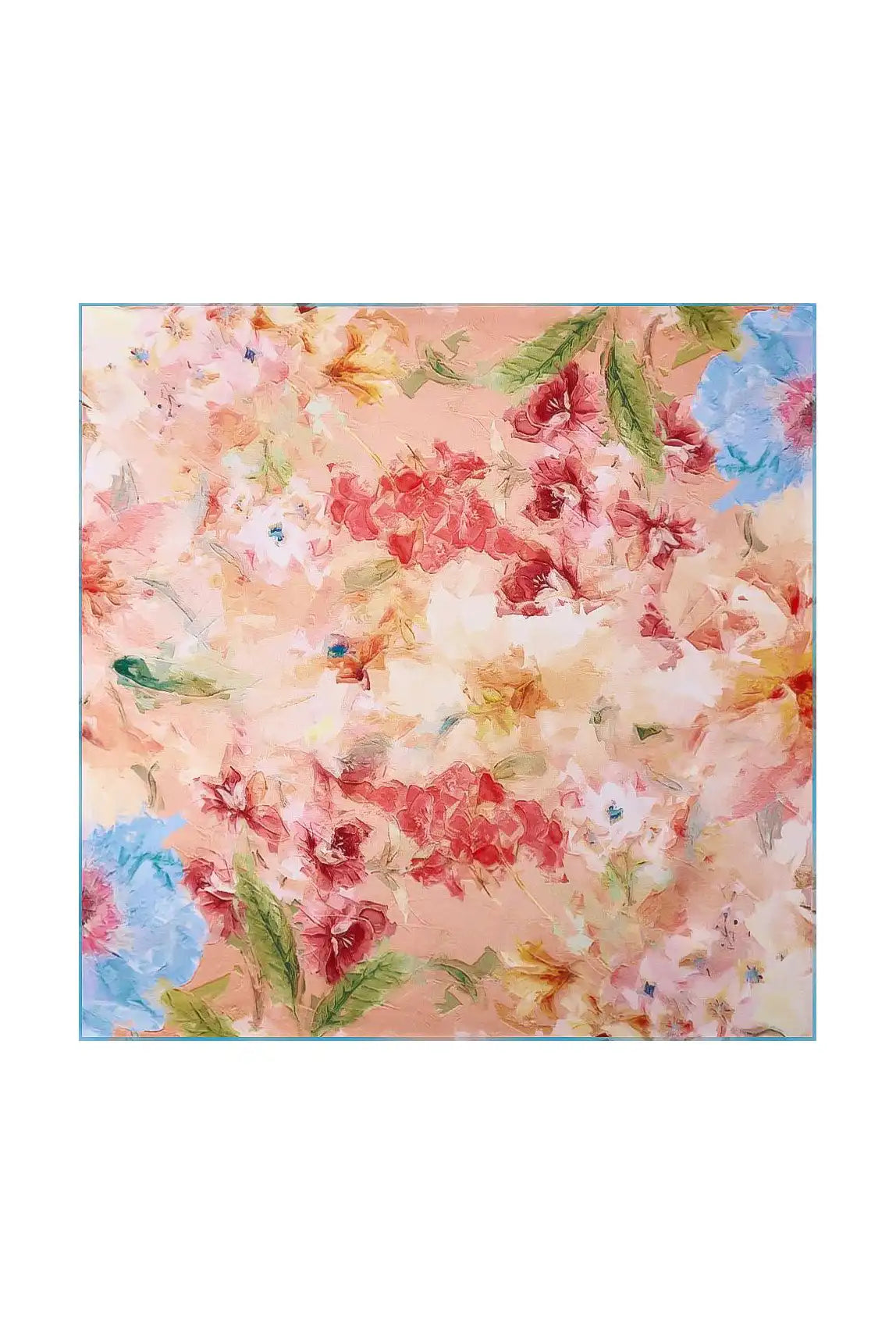 100% Mulberry Silk Floral Bliss Square Scarf - Size 53x53cm