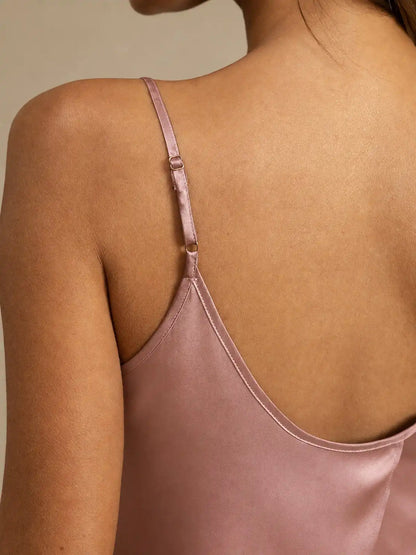 100% Mulberry Silk Side Slit Flowy Cami Set