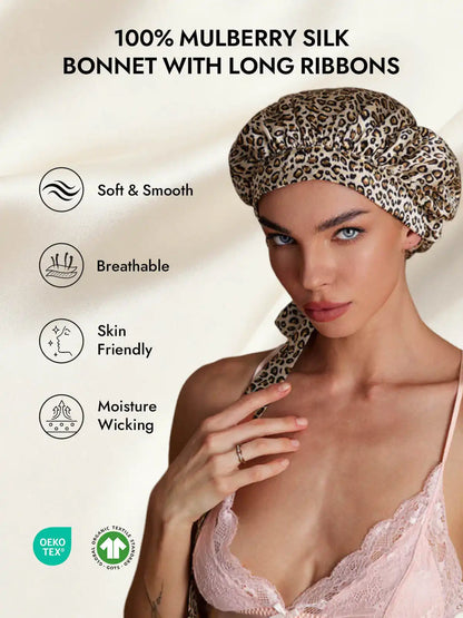 100% Mulberry Silk Elegant Bonnet with Long Ribbons