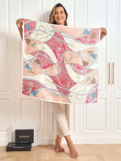 100% Mulberry Silk Printed Square Shawl Scarf 88*88cm