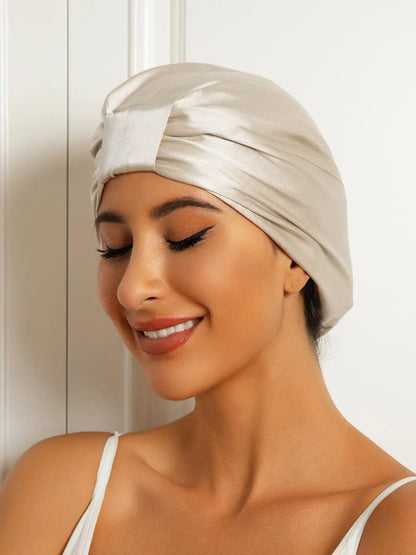 100% Mulberry Silk Sleep Cap Double Layer Night Turban Bonnet