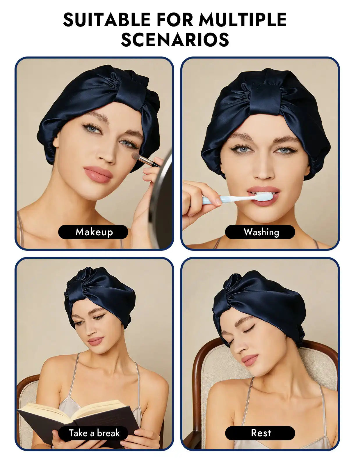 100% Mulberry Silk Night Turban Bonnet