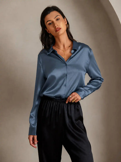 Women’s 19 Momme Silk Long Sleeves Button-Up Shirt