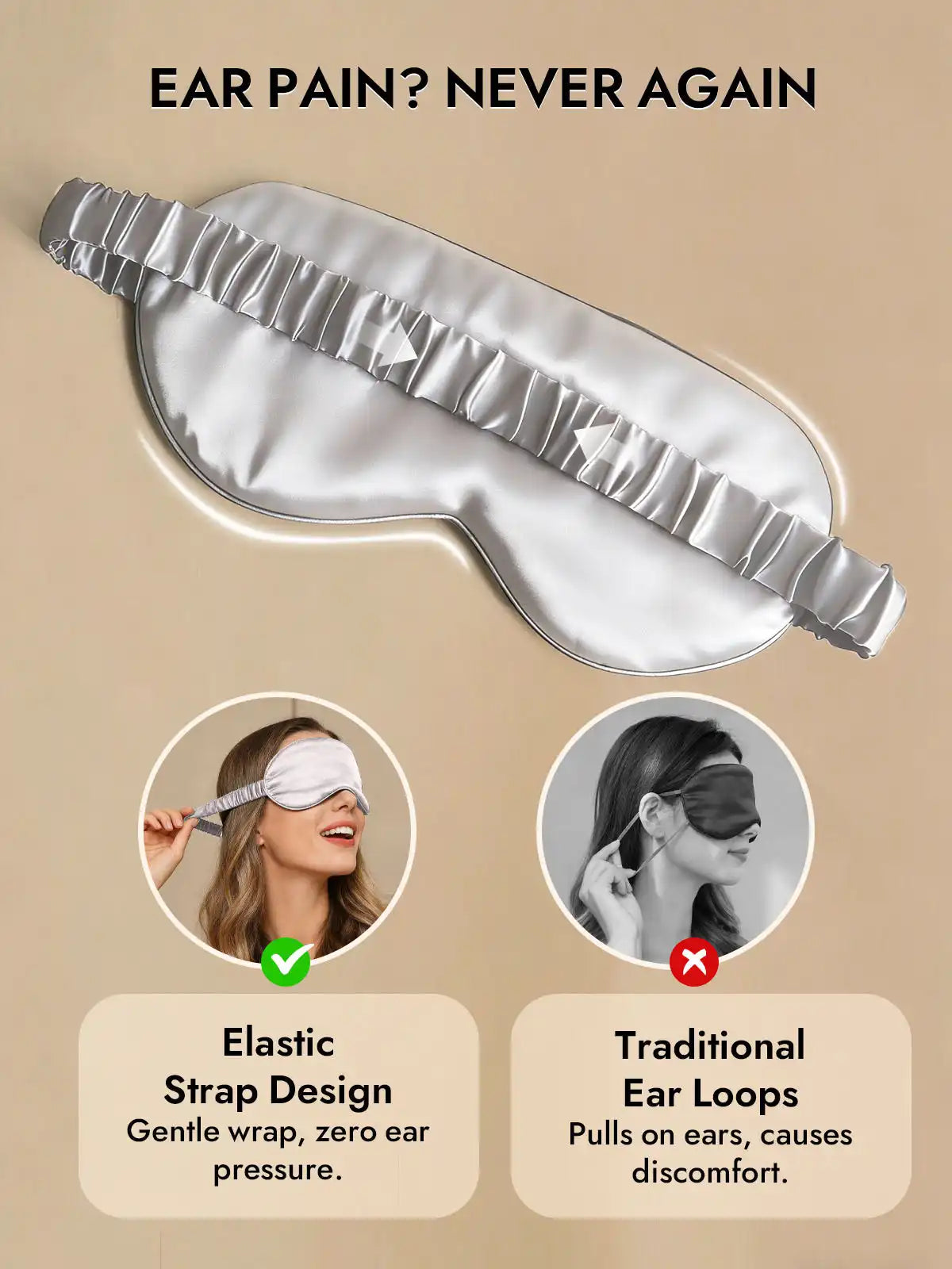 100% Mulberry Silk Sleep Eye Mask with Elastic Band