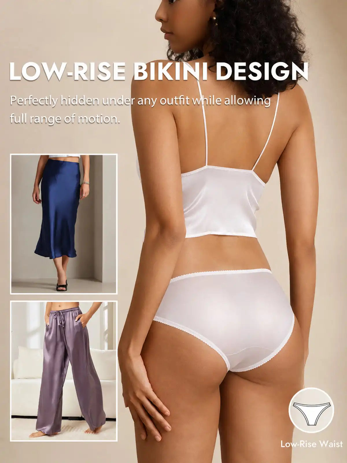 100% Mulberry Silk Bikini Panty with Bow Detail