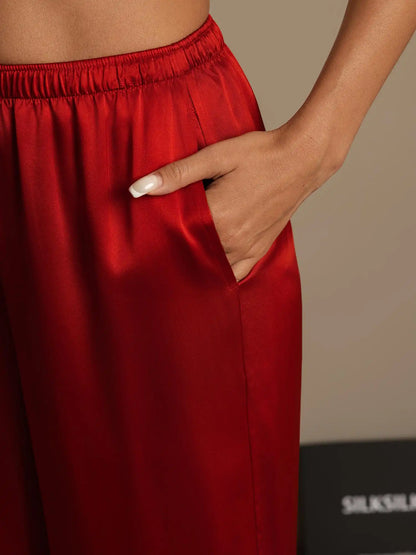 100% Mulberry Silk Wide Leg Women's Pants