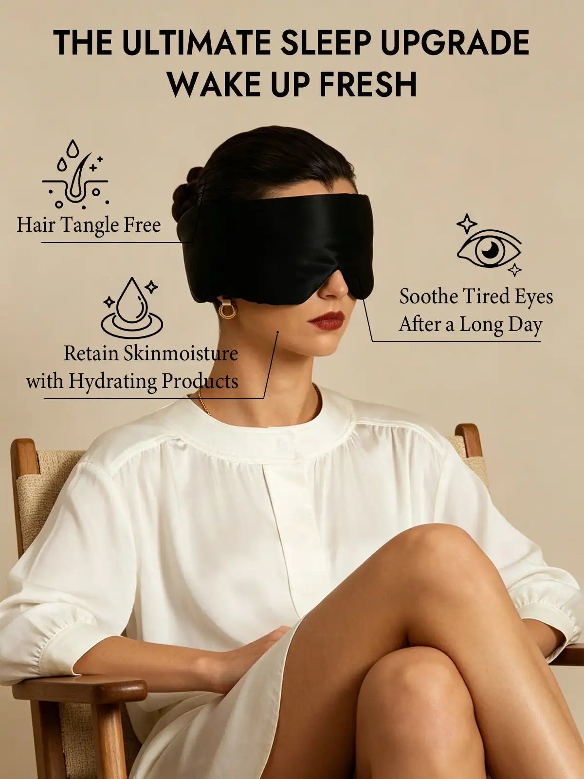 100% Mulberry Silk Double-Sided Eye Mask With Silent Velcro Closure