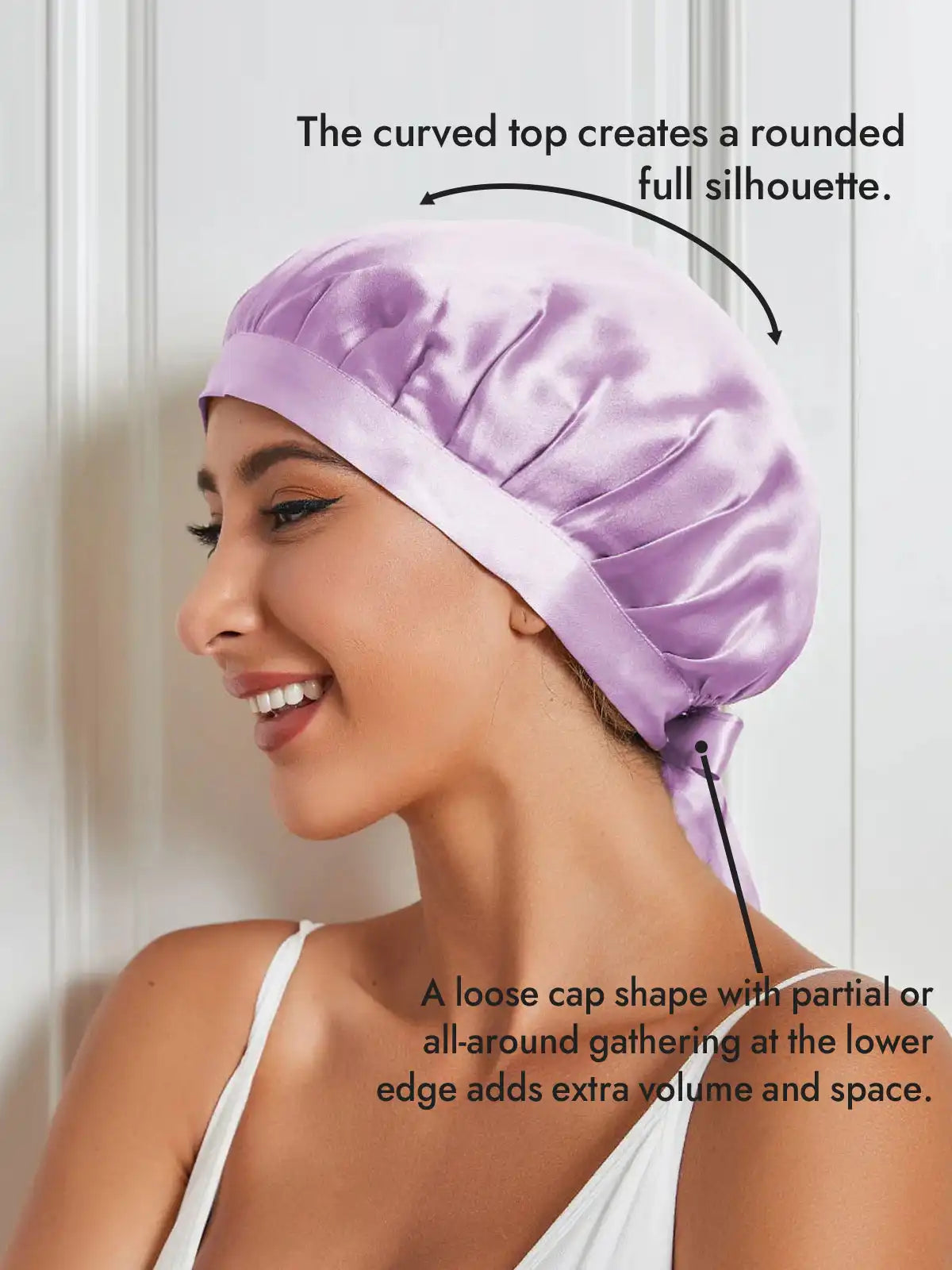 100% Mulberry Silk Sleep Bonnet with Ribbons